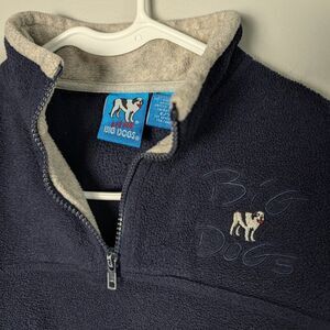 Vintage Little Big Dogs Navy Blue Quarter Zip Fleece Pullover Embroidered Sz 6/7